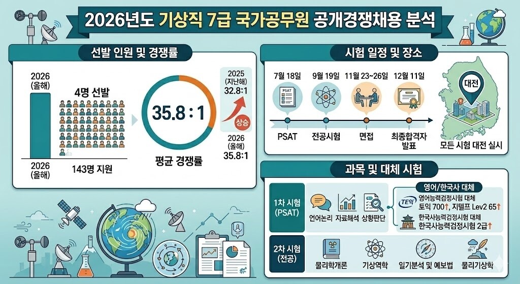 “4명 뽑는데 143명 몰렸다”…기상직 7급 경쟁률 35.8대 1