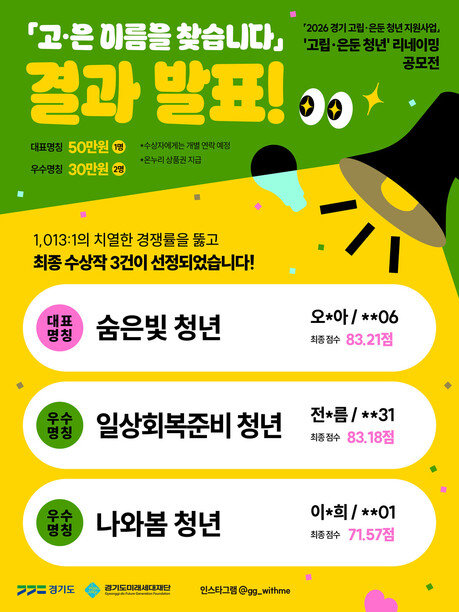 경기도 ‘고립·은둔 청년’ 새 이름 찾았다…‘숨은빛 청년’ 선정